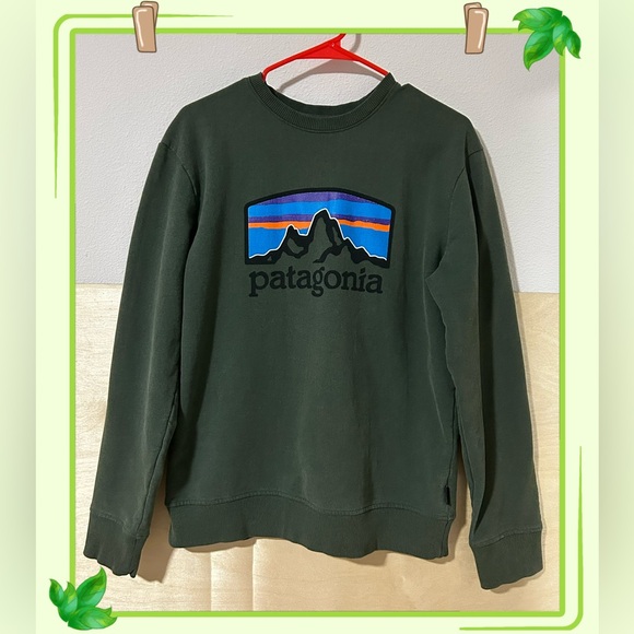 Patagonia Men’s Fitz Roy Horizons Uprisal Crew Sweatshirt Green Size S - Picture 1 of 12
